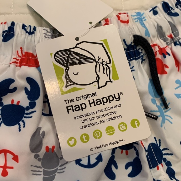 NWT Flap Happy Swim Trunks, Blue & Red Crab & Lobster Design, Boys Size 6M - Picture 5 of 10